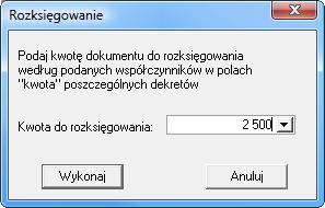 zapisów. Jest to szczególnie przydatne przy rozksięgowywaniu kosztów (np. Za energię elektryczną) przy użyciu wzorców dokumentów. Rys. 174 Określanie kwoty do rozksięgowania 7.2.