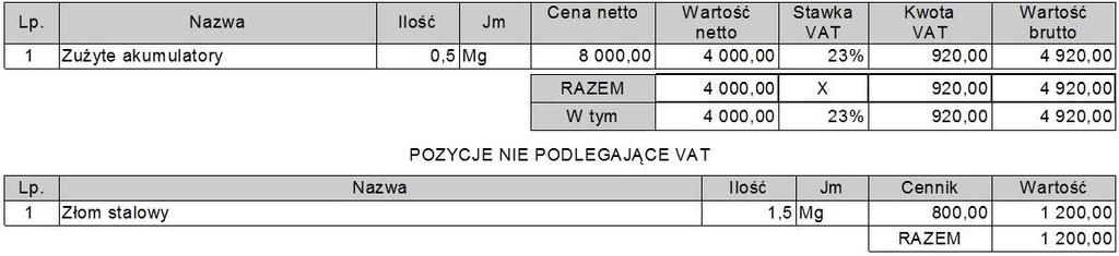 271 Przykładowa faktura dla odwrotnego obciążenia.