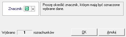 Znaczniki dla transakcji są realizowane w oknie Rozrachunki, po przyciśnięciu przycisku Operacje i wybraniu polecenia Znaczniki.