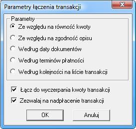 Z otwartej listy rozrachunków wskaż przycisk Operacje, a następnie Łączenie.