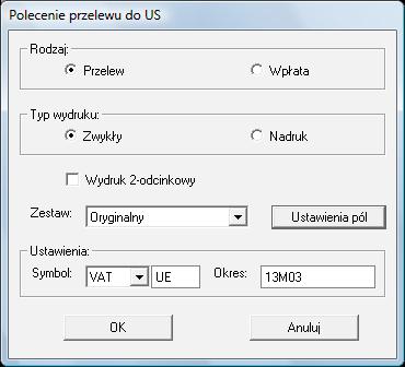 Po wybraniu przycisku OK., Użytkownik otrzymuje informację o wystawieniu e-przelewu.