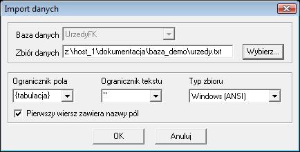 dialogowym Import danych należy również określić format pliku tekstowego, z którego będą importowane dane. Ogranicznik pola Rys.
