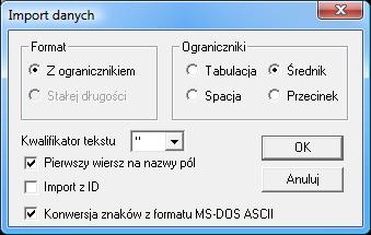 Rys. 346 Okno dialogowe Import danych Jeśli pole kartoteki nie będzie skojarzone z żadnym z importowanych pól, nie zostanie wypełnione danymi.