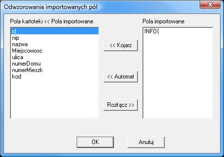Po wybraniu przycisku OK program automatycznie wczytuje dane zawarte we wskazanym pliku tekstowym do aktywnej kartoteki. 8.4.3.