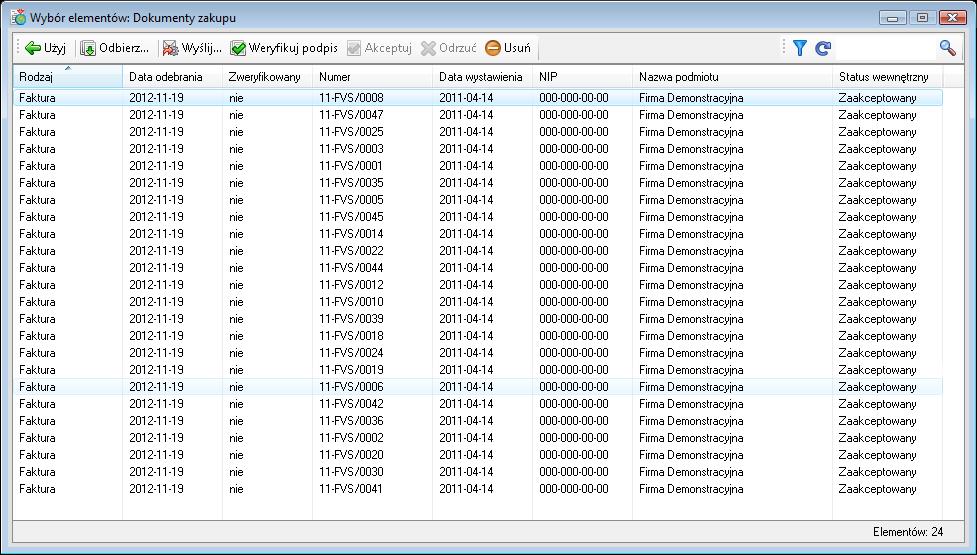 349 Polecenie Użyj e-fakturę na formatce otwieranej z programu EDS Polecenie to inicjuje proces importu dokumentu do programu Finansowo - Księgowego.