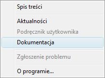 Rys. 11 Menu Pomoc dostęp do dokumentacji programu 4.1.1.1 Zmiana nazwy firmy, numeru NIP oraz licencji Po aktywacji firmy nie ma już możliwości swobodnej zmiany nazwy firmy i numeru NIP.