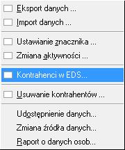 Więcej informacji na temat pracy w oknie Kontrahenci w EDS znajduje się w dokumentacji programu e-dokumenty. 5.1.