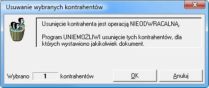 Wybierz przycisk Operacje, a następnie z listy polecenie oznaczone, jako Usuwanie kontrahentów. Rys.