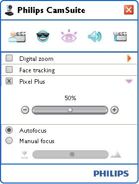6.. Pixel Plus Ta opcja włącza opatentowaną przez firmę Philips technologię Pixel Plus i pozwala polepszyć jakość obrazu i dźwięku kamery internetowej, zapewniając niezwykle naturalne i ostre obrazy