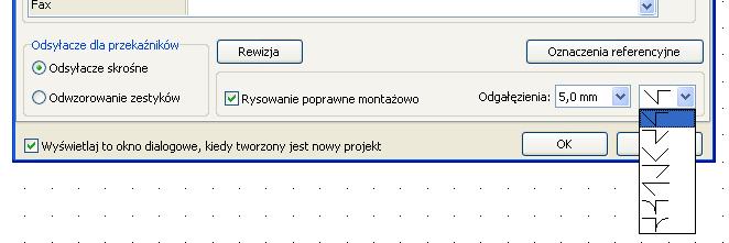 Rysowanie poprawne montażowo Gdy wybiera się figurę dla węzłów, możesz wybierać między wszystkimi siedmioma