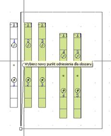 Wybierz klikając nowy punkt odniesienia - na rysunku poniżej za pomocą funkcji przyciągania znaleziony został punkt środkowy na boku złączki. 3.