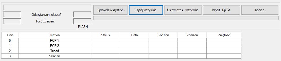 Klawisz Import RpTxt pozwala zaimportować dane z rejestratora zainstalowanego w oddziale firmy.