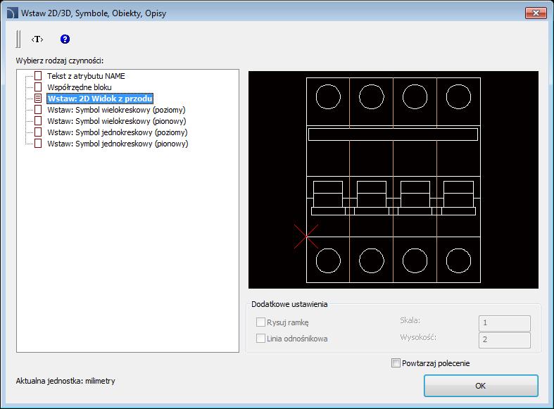 ABB-CAD: Wstaw 2D/3D, symbole, obiekty, opisy Wstaw 2D/3D, symbole, obiekty, opisy Polecenie Wstaw 2D/3D, symbole, obiekty, opisy pozwala na wstawienie alternatywnego widoku lub symbolu dla wybranego