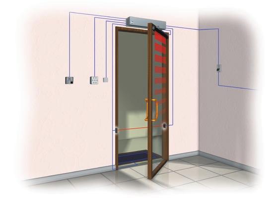 PRZYKŁADOWA INSTALACJA NA DRZWIACH UCHYLNYCH JEDNOSKRZYDŁOWYCH PRZYKŁADOWA INSTALACJA NA DRZWIACH UCHYLNYCH DWUSKRZYDŁOWYCH Siłownik FLY Czujnik bezpieczeństwa Czujnik bezpieczeństwa Radar Selektor