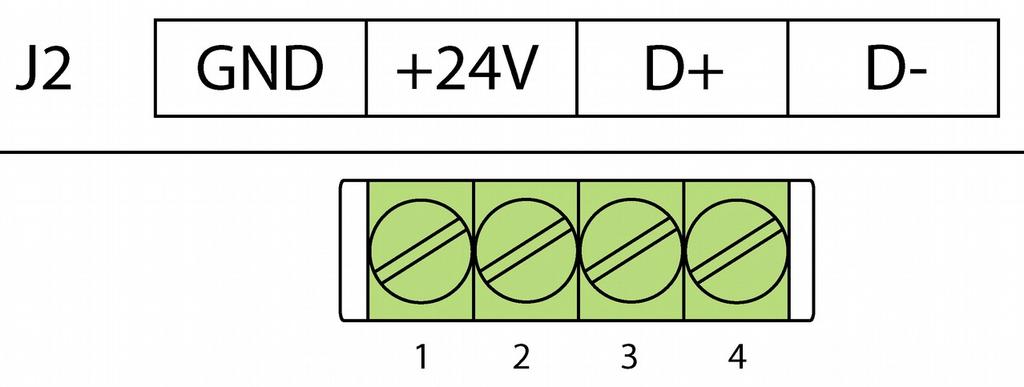 Komunikacja z czujnikiem 3 GND Minus zasilania czujnika 4 +5V Plus zasilania czujnika 4.1.2. Złącze J2 Rys. 4. Widok konektora zasilającego i komunikacyjnego J2 Tabela 4.