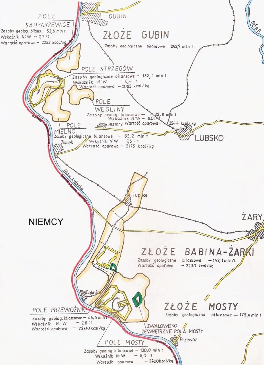 Węgiel brunatny w regionie lubuskim 25-50 mln Mg/rok, co miałoby zapewnić zaopatrzenie w surowiec elektrowni o mocy