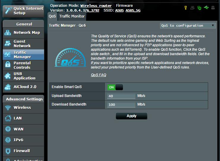 3.3 Używanie Traffic Manager (Menedżer ruchu) 3.3.1 Zarządzanie pasmem QoS (Quality of Service) QoS (Quality of Service) umożliwia ustawienie priorytetu pasma i zarządzanie ruchem sieciowym.