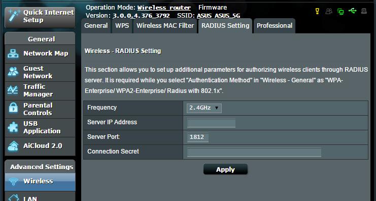 4.1.4 RADIUS Setting (Ustawienia serwera RADIUS) Pozycja RADIUS (Remote Authentication Dial In User Service) Setting (Ustawienia serwera RADIUS) zapewnia dodatkową warstwę zabezpieczeń w przypadku