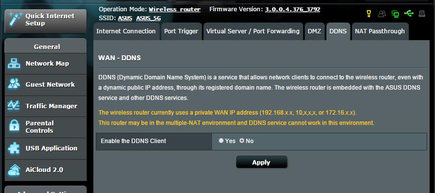 4.3.5 DDNS (Usługa DDNS) Skonfigurowanie usługi DDNS (Dynamic DNS) umożliwia uzyskiwanie dostępu do routera spoza sieci za pomocą usługi ASUS DDNS lub innej usługi DDNS.