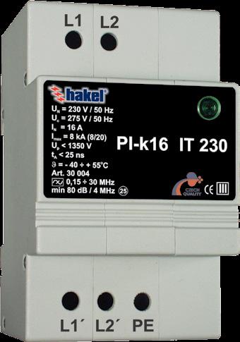 Ogranicznik przepięć / warystor & EMC / EMI filtr / TYP3 TYP 3 / CLASS III / PI-k8 IT PI-k16 IT 230 PI-k16 IT DS PI-k IT jest to ogranicznik przepięć zawierający dwustopniową ochronę typu 3 (3.
