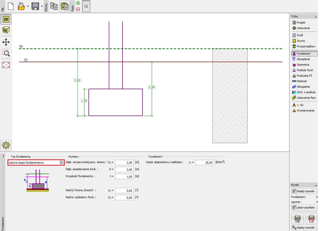 Ramka "Fundament" Uwaga: Głębokość posadowienia stopy fundamentowej zależy od wielu czynników, jak chociażby warunki klimatyczne i hydrogeologiczne podłoża gruntowego.