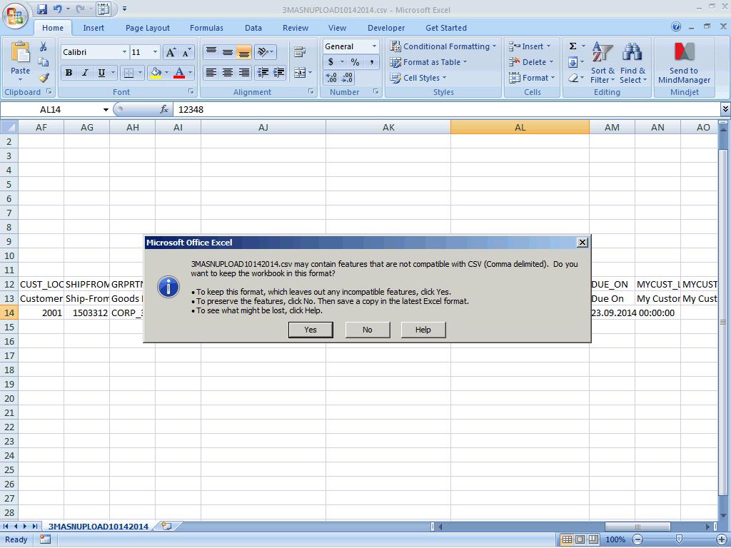 50. Kliknij przycisk Save. Step 51. Kliknij przycisk Yes. 52. Zamknij program Excel i wróć do portalu Supply Network Collaboration.