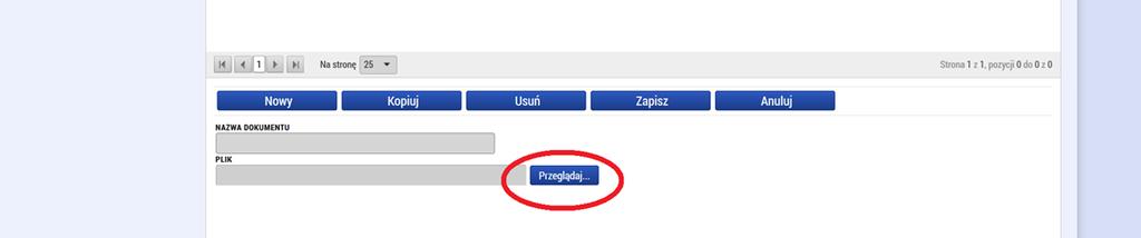 Aby dodać plik należy kliknąć przycisk PRZEGLĄDAJ.