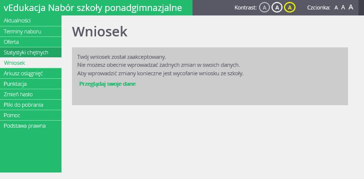 Rejestracja kandydata Dopóki stan wniosku jest inny niż zaakceptowany, można w danych kandydata wprowadzać zmiany.