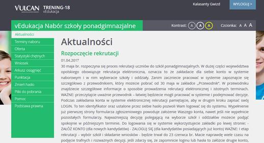 Podstawowe informacje o systemie Nabór Szkoły ponadgimnazjalne Szeregowanie oddziałów przez kandydata według kryterium istotności dla siebie zapobiega zjawisku blokowania miejsc kandydat, któremu