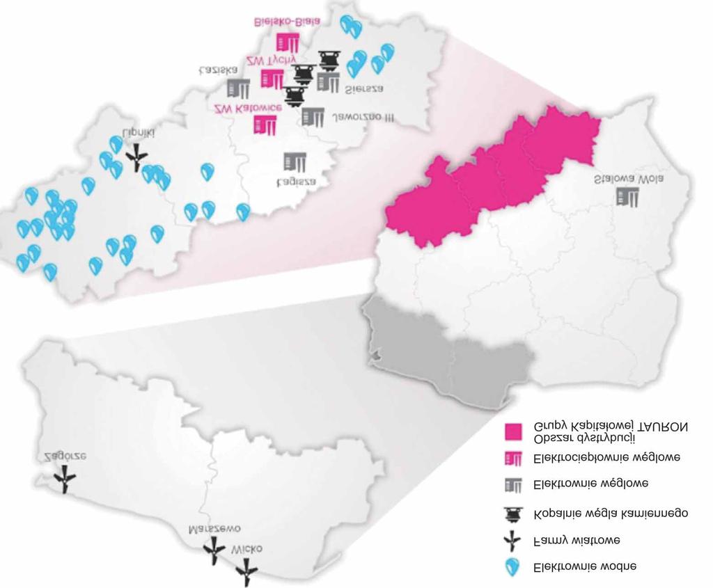 Rysunek nr 2. Lokalizacja kluczowych aktywów Grupy Kapita³owej TAURON 1.3. Organizacja oraz struktura Grupy Kapita³owej TAURON Jednostka dominuj¹ca TAURON Polska Energia S.A. zosta³a utworzona w dniu 6 grudnia 2006 r.