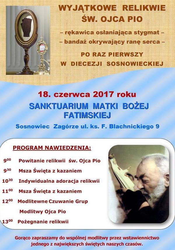 SZCZEGÓLNE RELIKWIE O. PIO W SOSNOWCU (www.diecezja.sosnowiec.pl) W dniach od 11. do 20.