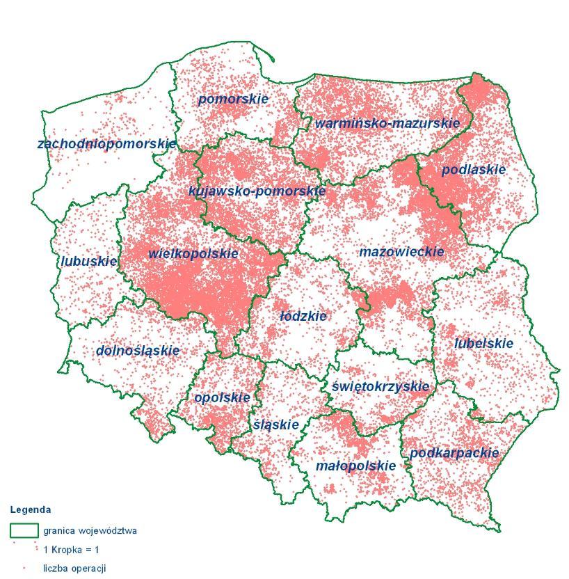 Mapa II-3 Rozkład przestrzenny realizowanych