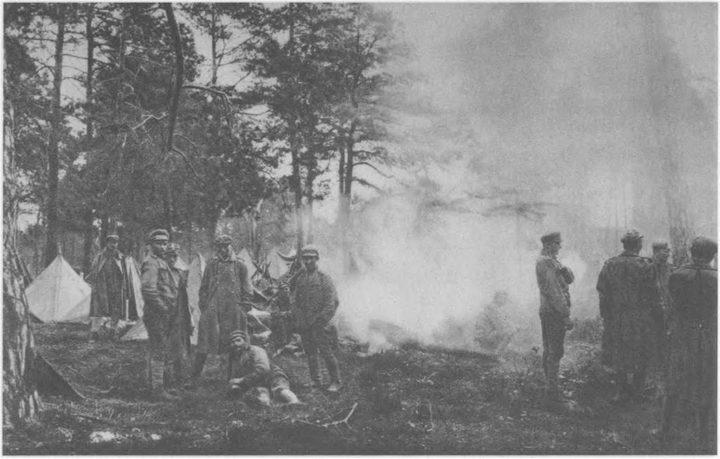 118 Michał Klimecki Obóz w lesie w rejonie Koszyszcz, jesień 1915.