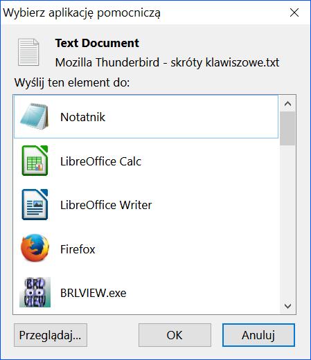 Zazwyczaj Thunderbird, a raczej Windows rozpoznaje w jakim programie dany załącznik można otworzyć i nie ma sensu dokonywać zmian.