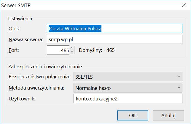 Przy wielu kontach skonfigurowanych w programie Thunderbird, strzałkami w dół lub w górę