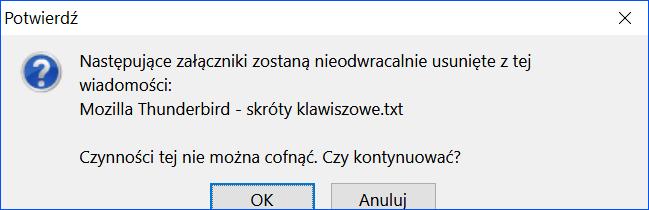 towarzyszącego, albo już go zapisaliśmy na dysku. Usuwając załącznik z wiadomości oszczędzamy miejsce na dysku. 1. Otwieramy wiadomość z załącznikiem, 2.