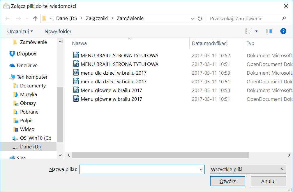 5.4.4. Wysyłanie wiadomości z załącznikiem Załącznik to plik, który chcemy wysłać z naszego komputera. Plik taki możemy w dowolnym momencie dołączyć do nowo tworzonej wiadomości.