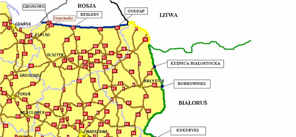 Drogowe przejścia graniczne i słuŝby kontrolne objęte badaniem Szczegółowy wykaz jednostek objętych badaniem podano w załączniku nr 8.