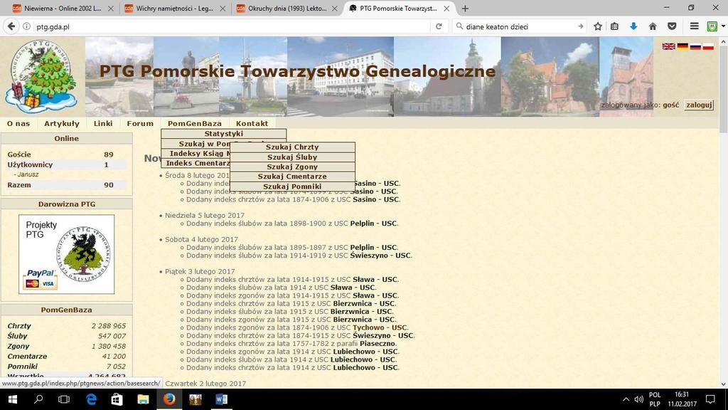 POMBENBAZA - Baza Pomorskiego Towarzystwa Genealogicznego www.ptg.gda.