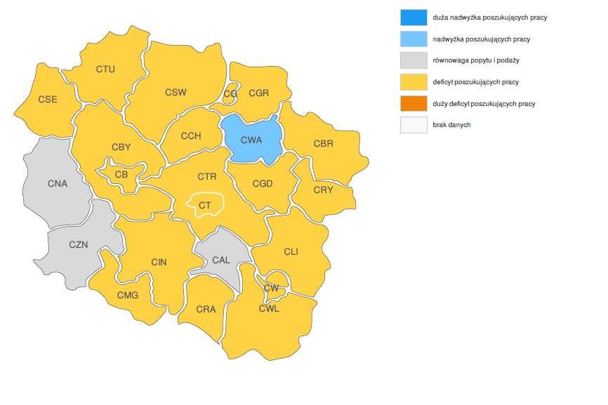 PROGNOZA NA 2017, WOJEWÓDZTWO KUJAWSKO-POMORSKIE ZMIANA ZAPOTRZEBOWANIA NA PRACOWNIKÓW W GRUPIE ZAWODÓW: CIEŚLE I STOLARZE BUDOWLANI WG POWIATÓW PROGNOZA NA 2017, WOJEWÓDZTWO