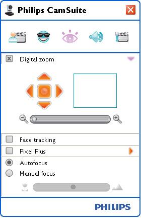 6.3 Menu ustawień obrazu Umożliwia optymalizację jakości obrazu. Kliknij przycisk w panelu sterowania Philips CamSuite, aby otworzyć menu ustawień obrazu.