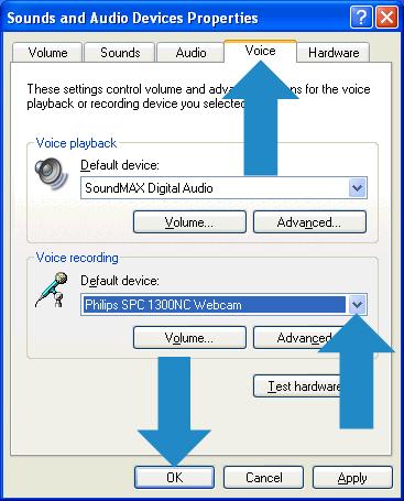 3 Kliknij ikonę Dźwięki, mowa i urządzenia audio. 4 Kliknij pozycję Dźwięk i urządzenia audio. 5 Kliknij kartę Głos na wyświetlonym ekranie.