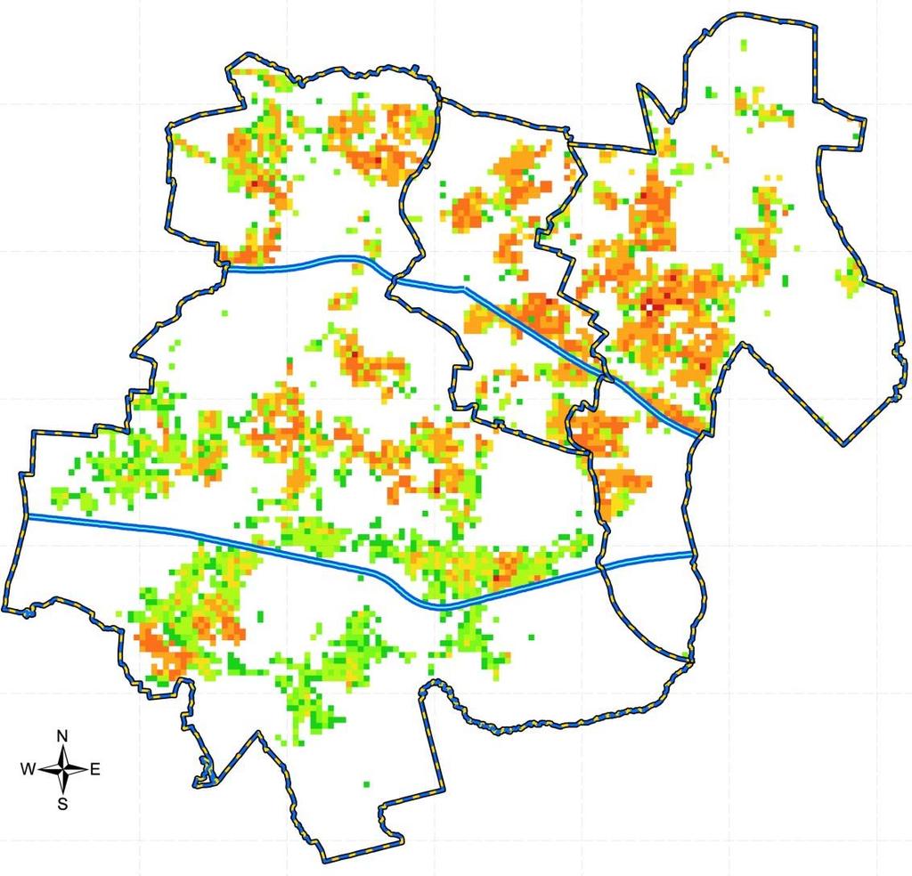 Wewnętrzne zróżnicowanie obszaru- rozkład gęstości zaludnienia Rozkład przestrzenny gęstości zaludnienia jest