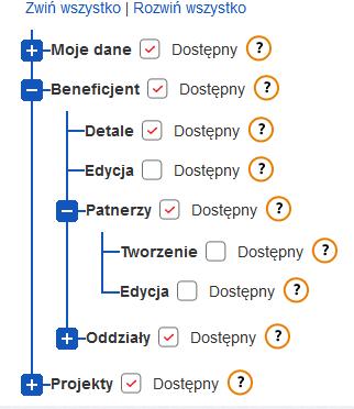 beneficjenta oraz do edycji i tworzenia partnerów: W efekcie odebrania