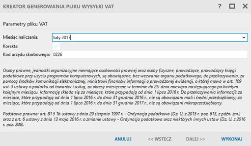 8 Podczas tworzenia pliku rozliczeniowego program księgowy sprawdza, czy istnieją zaimportowane pliki wewnętrzne JPK_VAT z danego miesiąca.