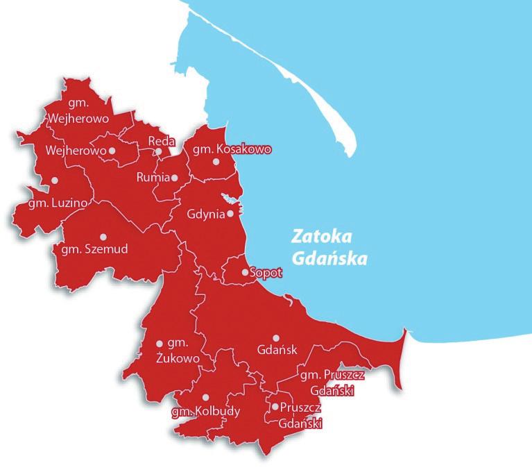 zbiorowego. Związek w 2007 roku utworzyło 13 gmin, a w 2013 przystąpiła do związku 14. gmina. Obszar i gminy tworzące aktualnie MZKZG zostały przedstawione na rysunku 1.