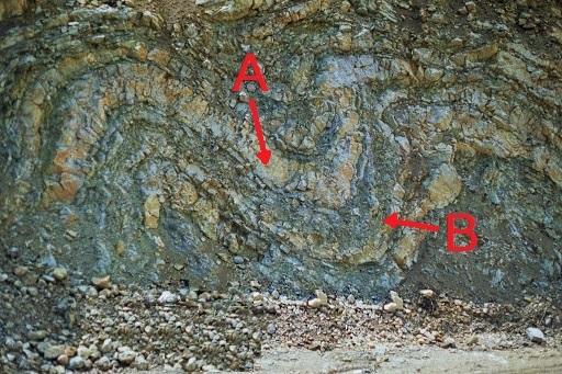 Na fotografii przedstawiono strukturę geologiczną, która powstała w skałach (osadowych/magmowych)., pod wpływem ruchów (orogenicznych/epejrogenicznych).. 2.
