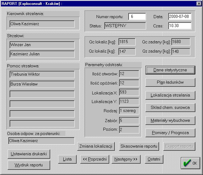 .. Okno raportu Raport window pomiary prognoza measurement forecast