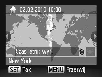 Zmiana ustawień aparatu Ustaw macierzystą strefę czasową. Wybierz opcję [Strefa czasowa], anastępnie naciśnij przycisk m.