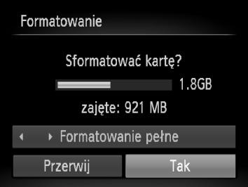 Formatowanie kart pamięci Przed użyciem nowej karty pamięci lub karty pamięci sformatowanej w innych urządzeniach należy sformatować ją za pomocą tego aparatu.